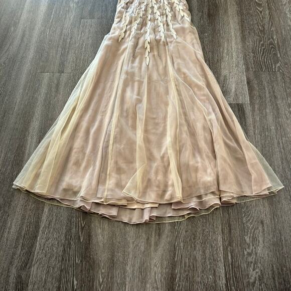 NWT Sue Wong Nocturne Nude Embroidered Sequin Gown Maxi Formal Dress Mandarin - Picture 15 of 16